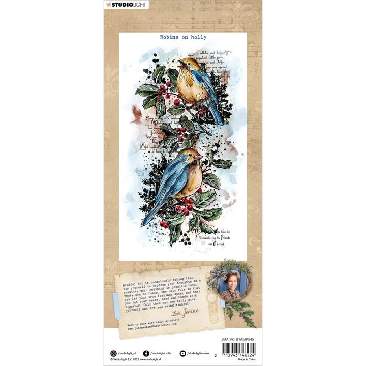 Studio Light Jenine's Mindful Art Clear Stamp: Nr. 545, Robins On Holly (STAMP545)