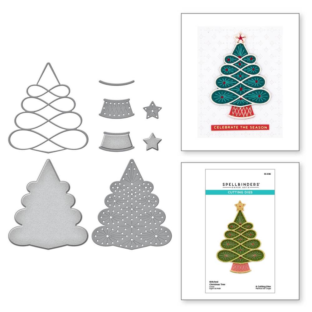 Spellbinders Stitched For Christmas Etched Dies: Stitched Christmas Tree (S5596)