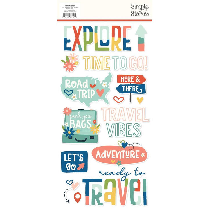 Simple Stories Pack Your Bags Foam Stickers, 28/Pkg (PYB22124)