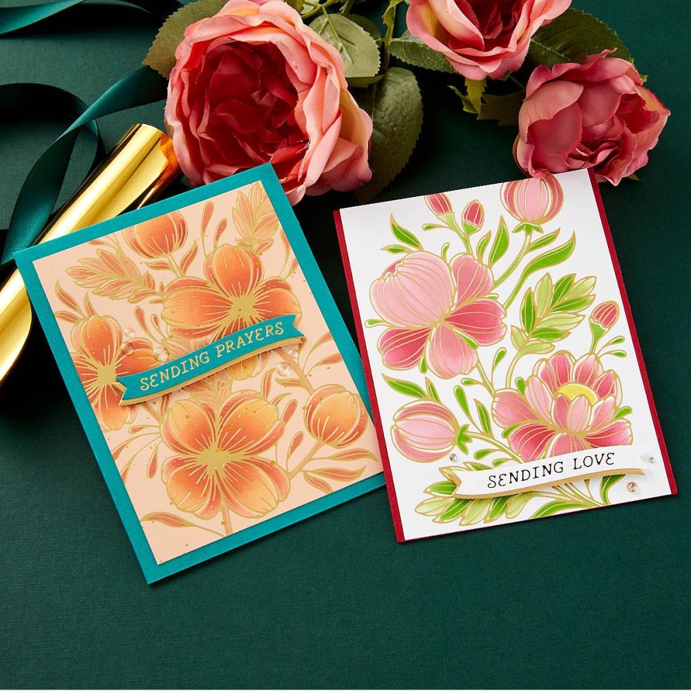 Spellbinders Glimmer Plate And Stencil Bundle: Glimmering Peonies (5A0022YJ1G60R)