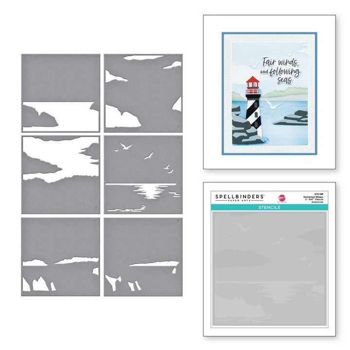 Spellbinders Fair Winds Stencil: Uncharted Waters, By Dawn Woleslagle (5A0028MG1GBP0)