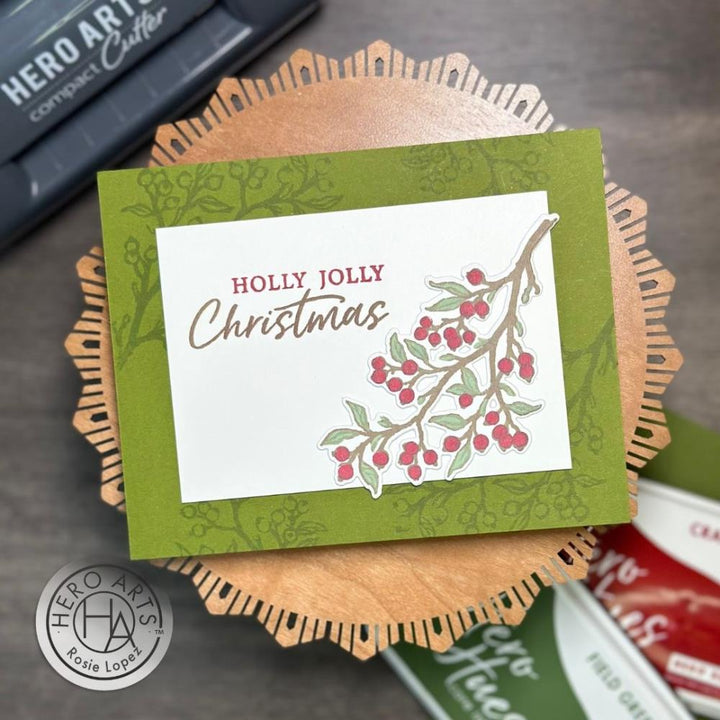 Hero Arts Clear Stamp & Die Combo: Color Layering Holly Branch (5A002CF71GFY3)