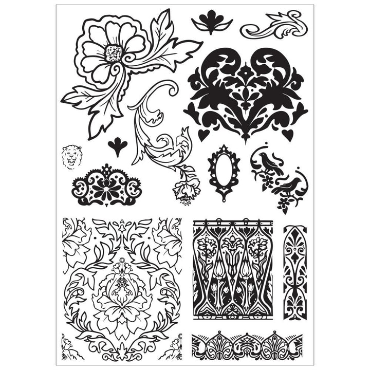 Sizzix Clear Stamp Set W/ Stencils: Ornate, 17/Pkg, By Vic Hollins (5A002BLK1GF35)