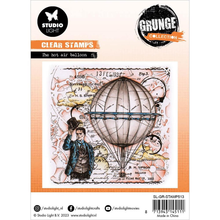 Studio Light Grunge Clear Stamps: Nr. 513, Hot Air Balloon (SSAMP513)