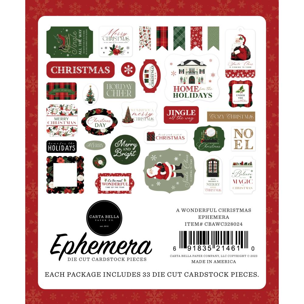 Carta Bella A Wonderful Christmas Cardstock Ephemera: Icons (WC328024)