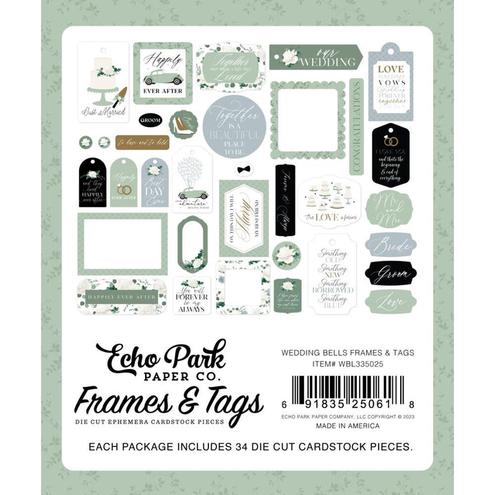 Echo Park Wedding Bells Cardstock Ephemera: Frames & Tags (BL335025)