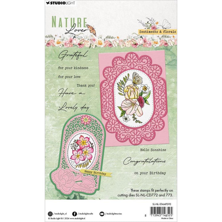 Studio Light Nature Lover Clear Stamps: Nr. 593, Sentiments & Florals (STAMP593)