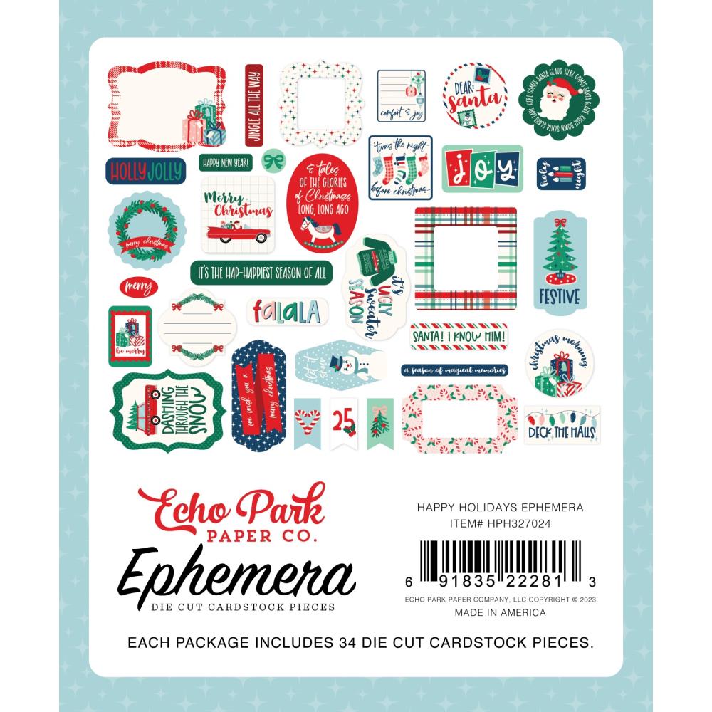 Echo Park Happy Holidays Cardstock Ephemera: Icons (PH327024)