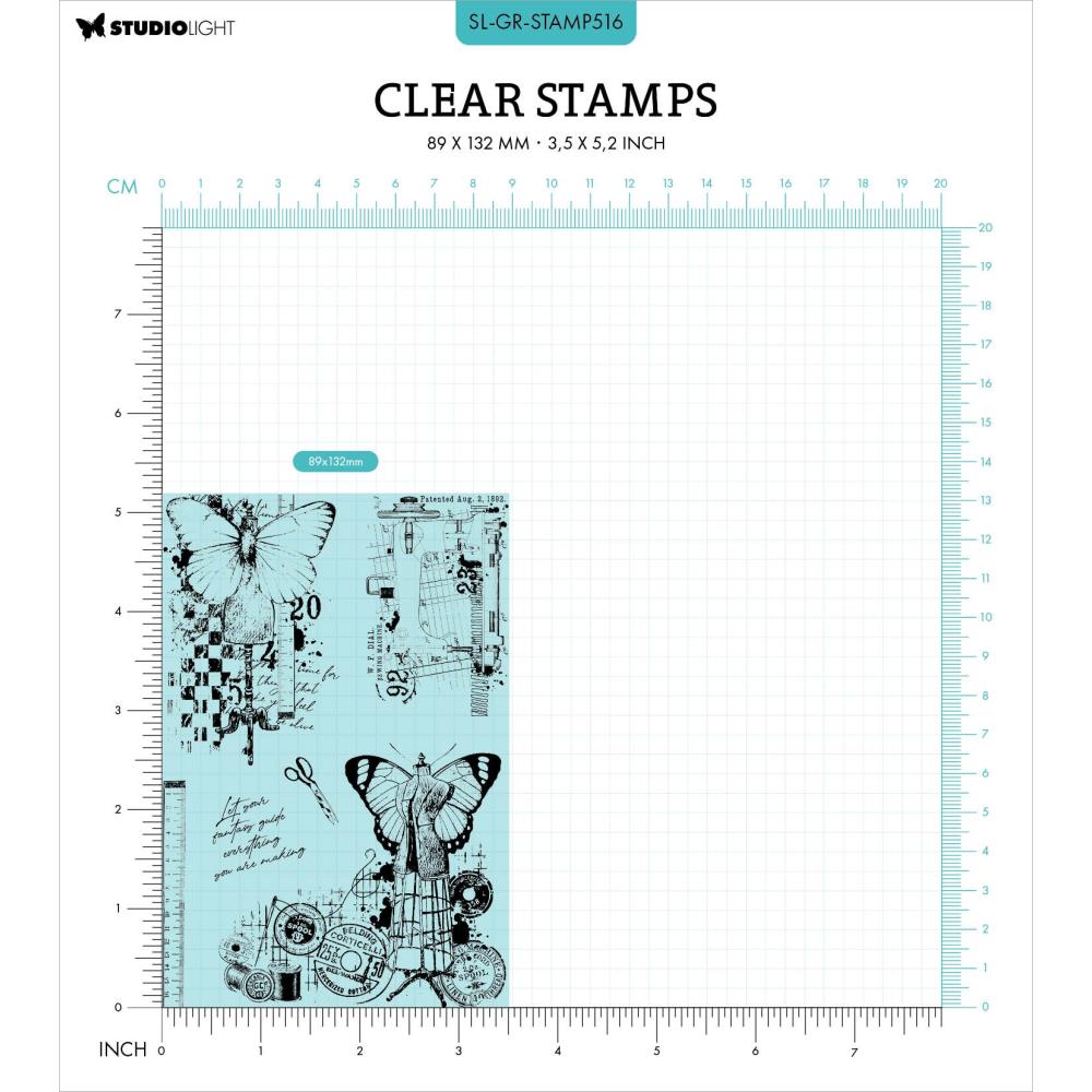 Studio Light Grunge Clear Stamps: Nr. 516, Sewing Inventions (SSAMP516)