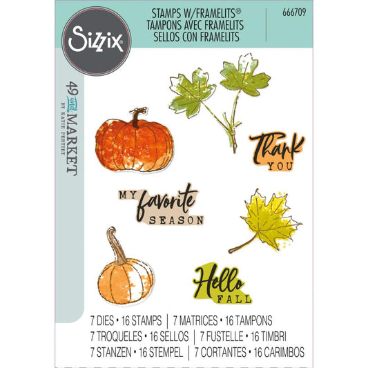 Sizzix/49 and Market A5 Clear Stamps With Framelits Die: Pencil Line Harvest (5A00240N1G7BG)