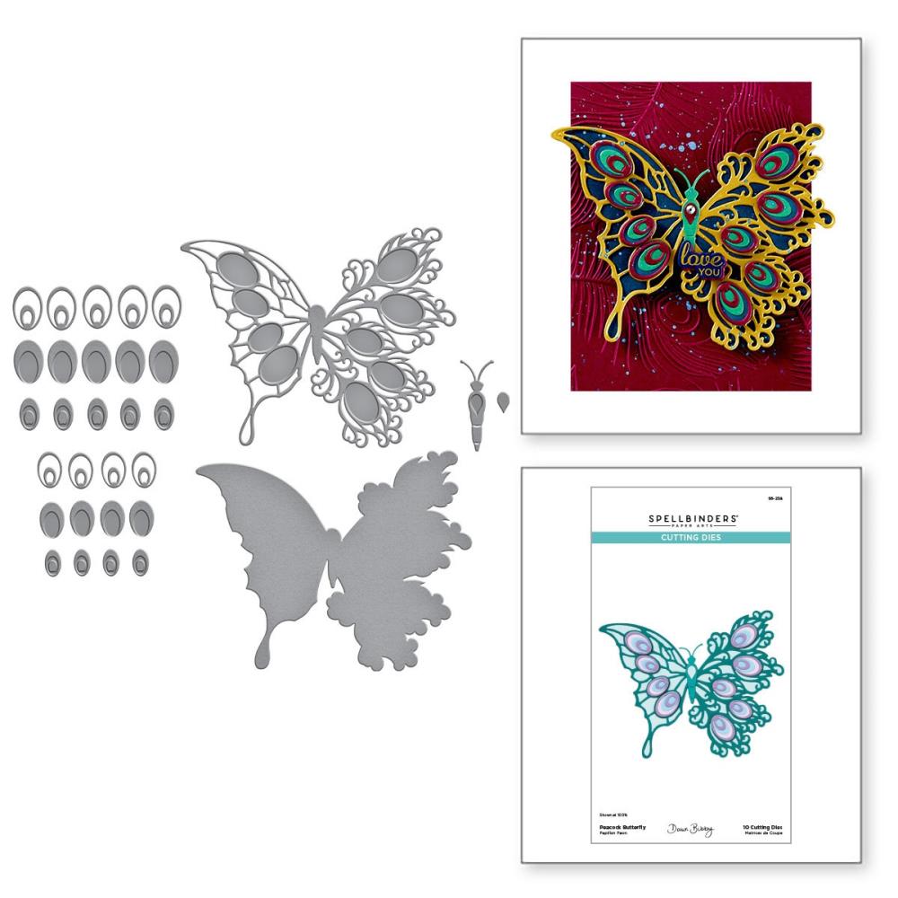 Spellbinders Etched Dies: Peacock Butterfly, By Dawn Bibby (5A002C7X1GFS4)