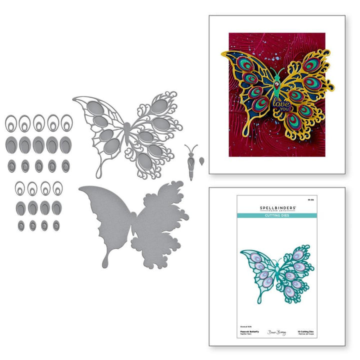 Spellbinders Etched Dies: Peacock Butterfly, By Dawn Bibby (5A002C7X1GFS4)