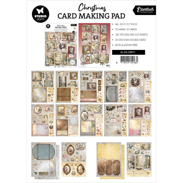 Studio Light Essentials Card Making Pad: Nr. 11, Romantic Christmas, 14/Pkg (5A0023GK1G6N0)