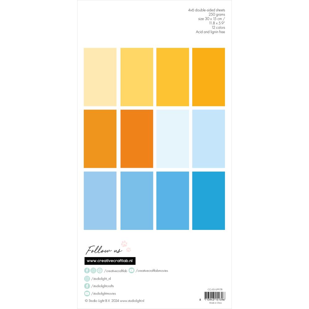 Studio Light Essentials 11.8"X5.9" Paper Pad: Nr. 178, Unicolor Yellow & Blue, 24/Pkg (5A0023K01G6J8)