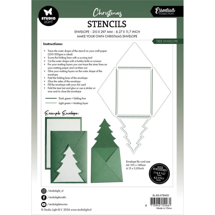 Studio Light Essentials 5.83"X8.25" Stencil: Nr. 03, Tree Envelope (5A0023HZ1G6MX)