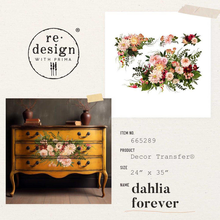 Prima Marketing Re-Design 24"X35" Decor Transfers: Dahlia Forever (RE665289)