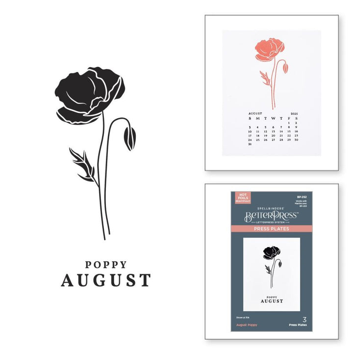 Spellbinders Florals Through The Year Press Plates: August Poppy (5A002HX81GKGX)