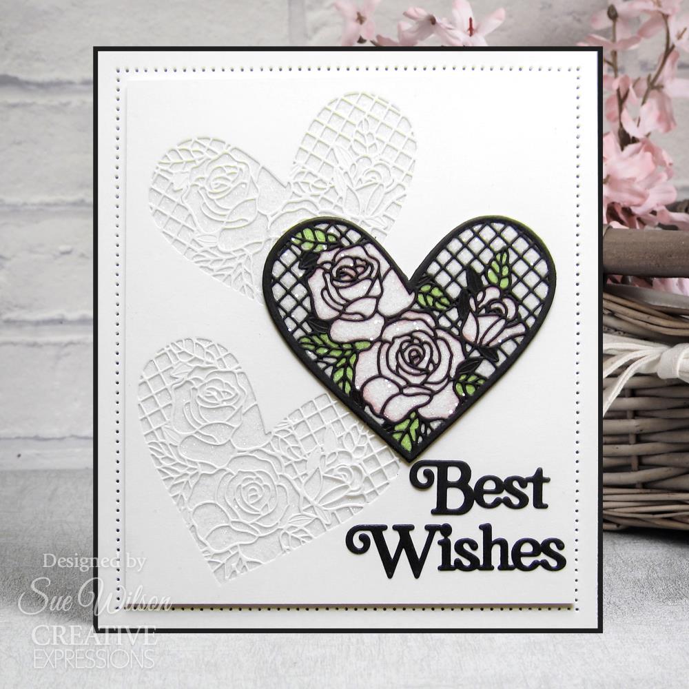 Creative Expressions Craft Dies: Love & Romance - Lace Rose Heart, By Sue Wilson (CED4473)
