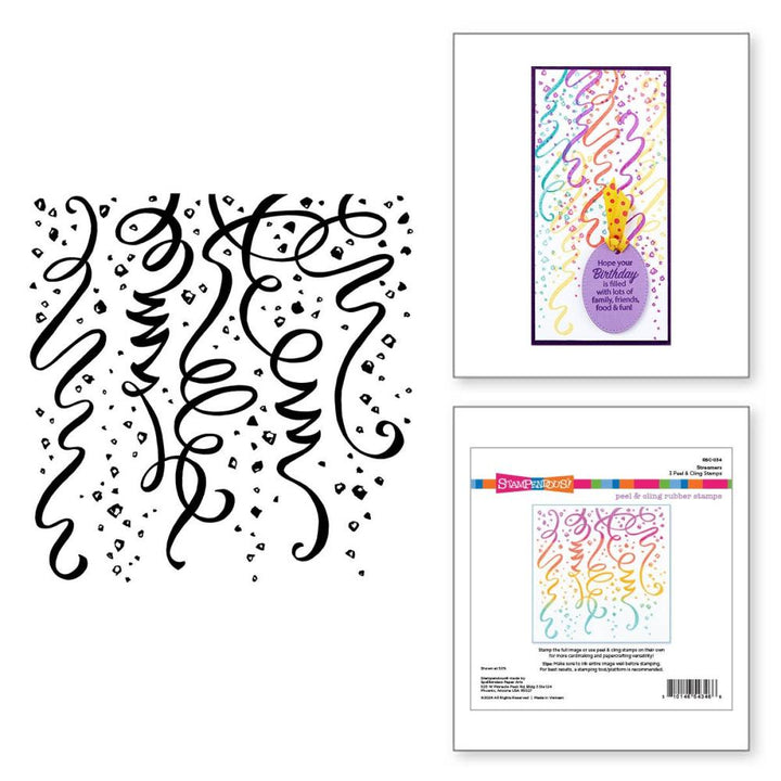 Stampendous Beautiful Backgrounds Cling Rubber Stamp: Streamers (5A002C8R1GFT4)