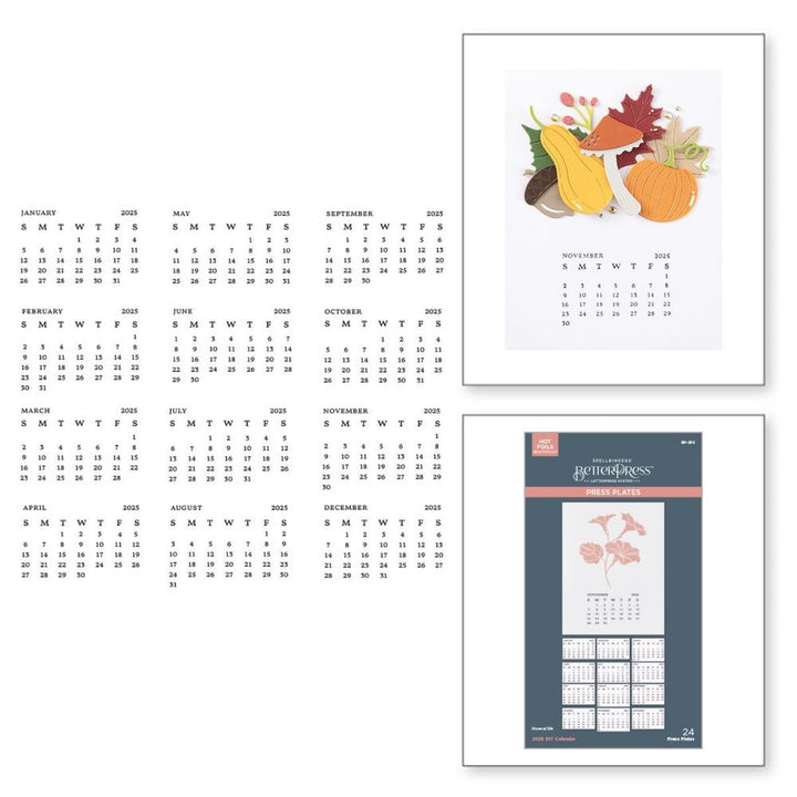 Spellbinders Florals Through The Year Press Plates: 2025 DIY Calendar (5A002HXL1GKH5)