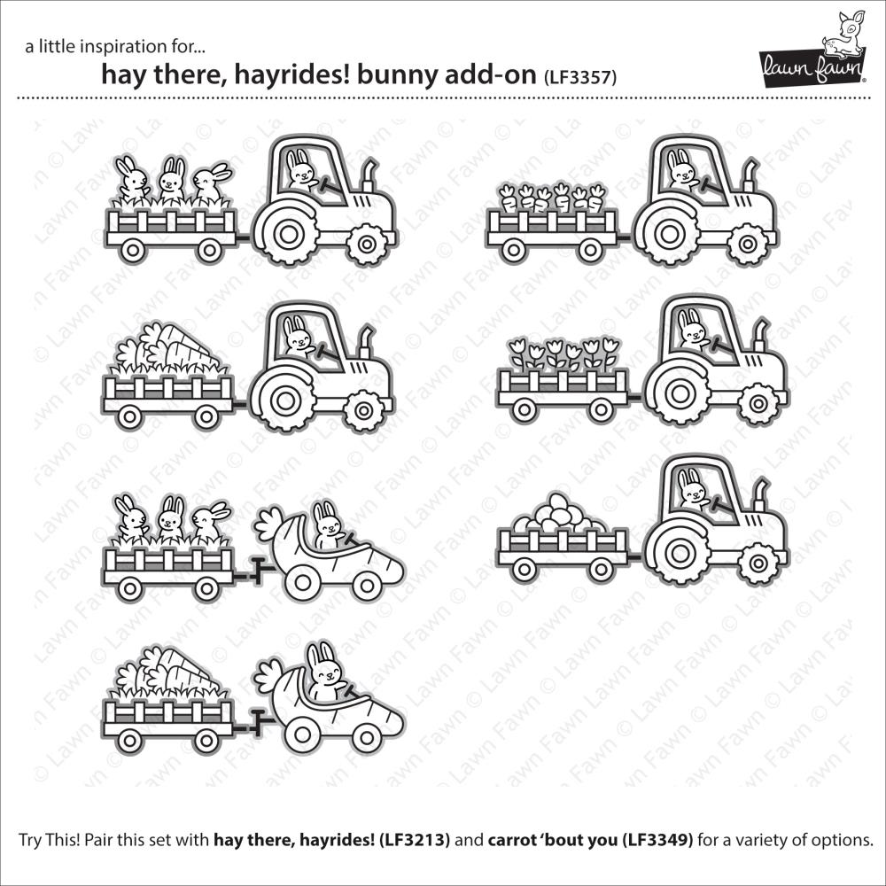 Lawn Fawn 3"X2" Clear Stamps: Hay There, Hayrides! Bunny Add-On (LF3357)