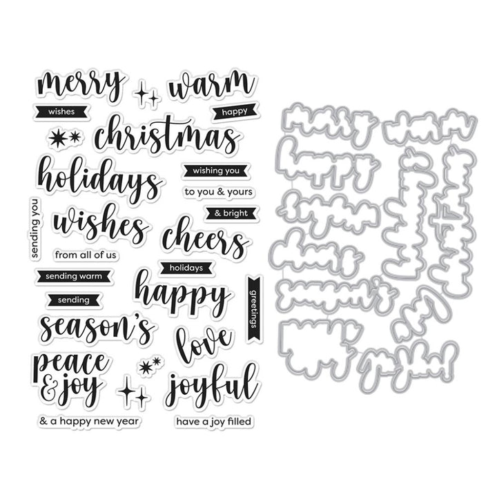 Hero Arts Clear Stamp & Die Combo: Joyful Christmas Messages (5A002CDX1GFXW)