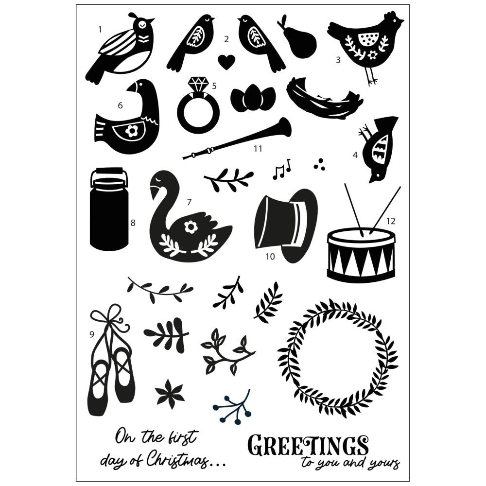 Sizzix A5 Clear Stamps Set: 12 Days Of Christmas, 30/Pkg, By Catherine Pooler (5A00240X1G79Q)