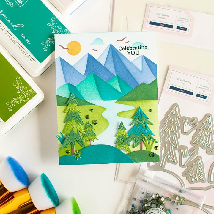 Pinkfresh Studio 4.25"X5.5" Stencils: Mountains, 6/Pkg (245824)