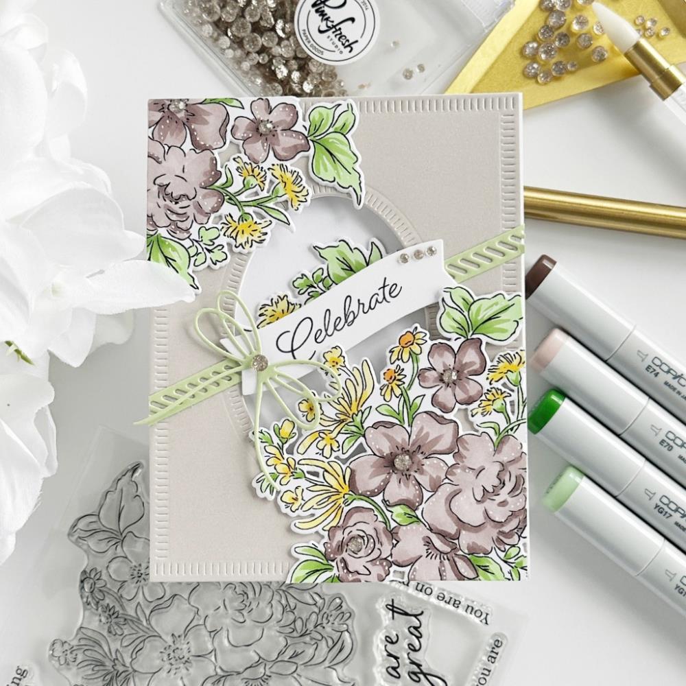 Pinkfresh Studio 4"X6" Clear Stamp Set: Handpicked Flowers (PF152822)