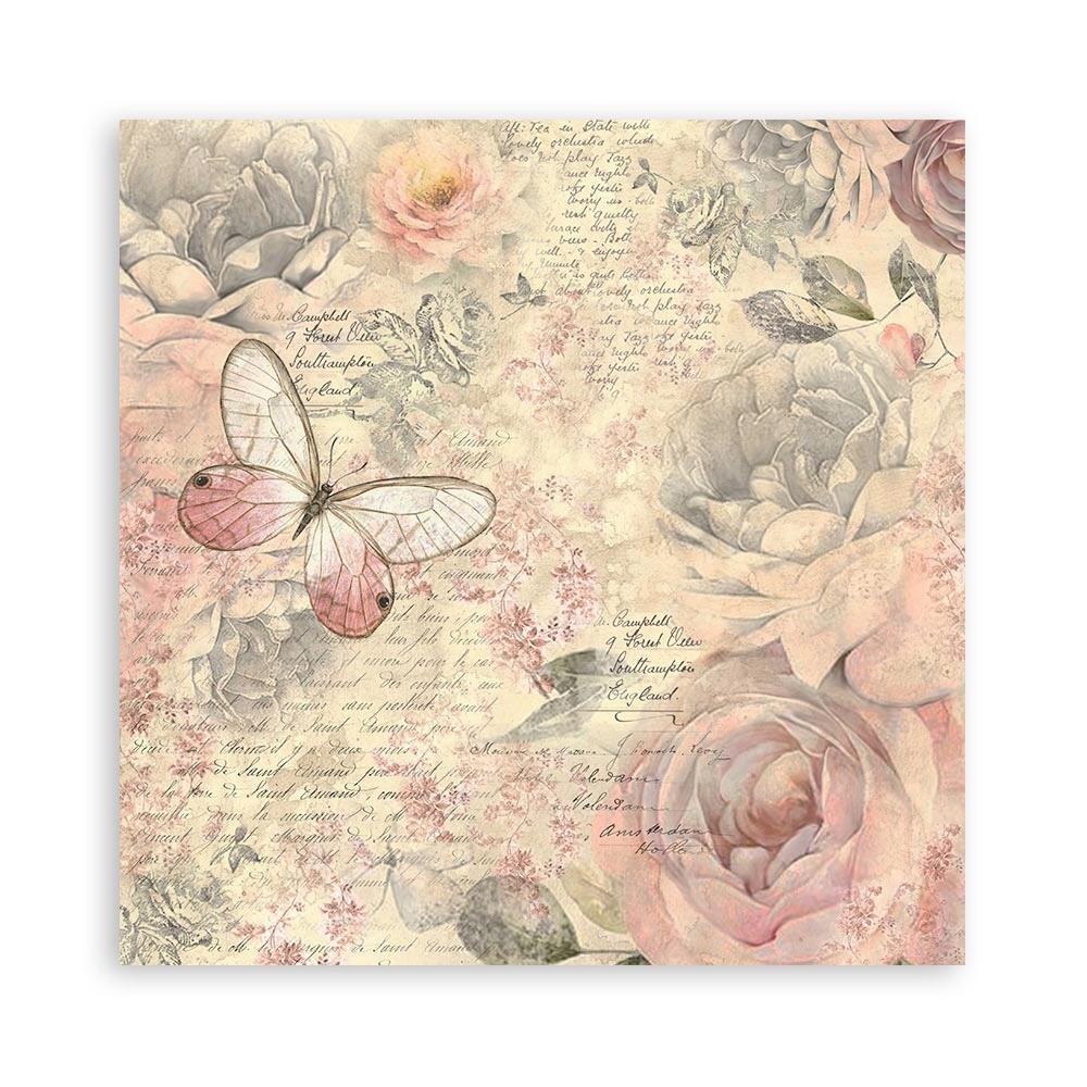 Stamperia Shabby Rose 12"X12" Polyester Fabric, 4/Pkg (5A00254P1G830)