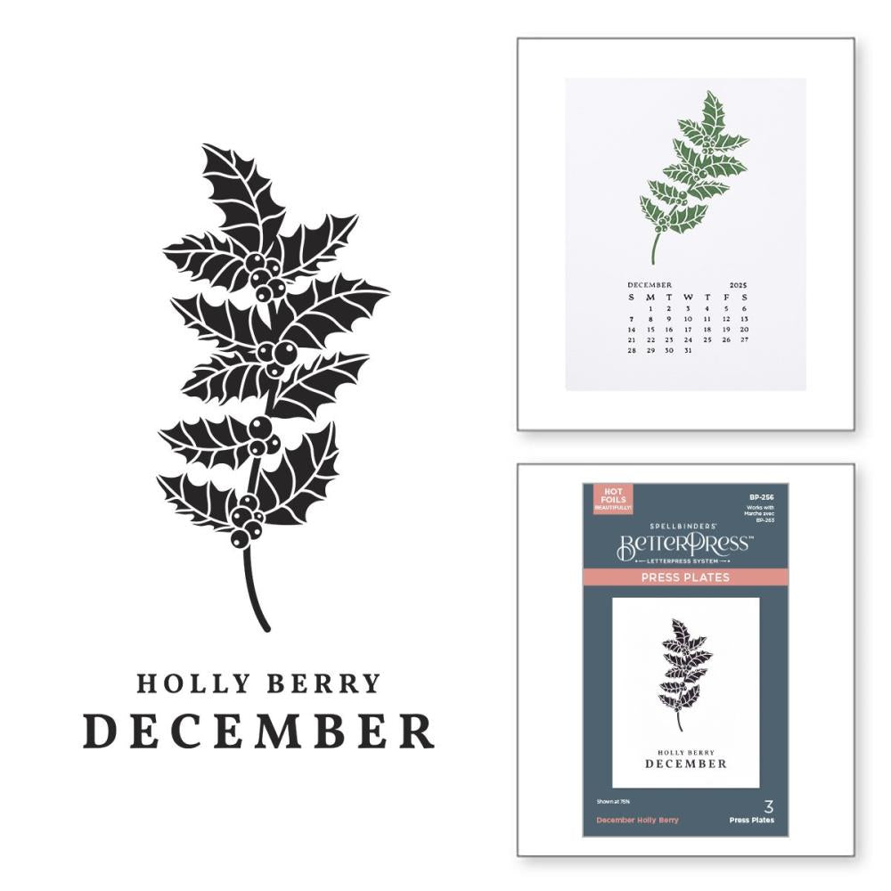 Spellbinders Florals Through The Year Press Plates: December Holly Berry (5A002HXT1GKGV)