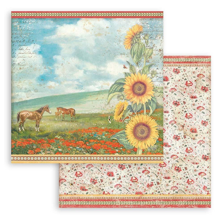 Stamperia Sunflower Art 12"X12" Double-Sided Paper Pad, 10/Pkg (SBBL135)