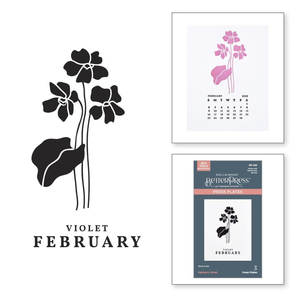 Spellbinders Florals Through The Year Press Plates: February Violet (5A002HXN1GKHK)