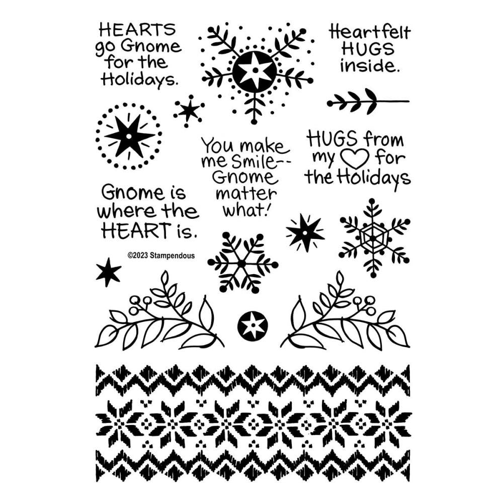 Stampendous Clear Stamp Set: Gnome Hugs Sentiments (STP204)