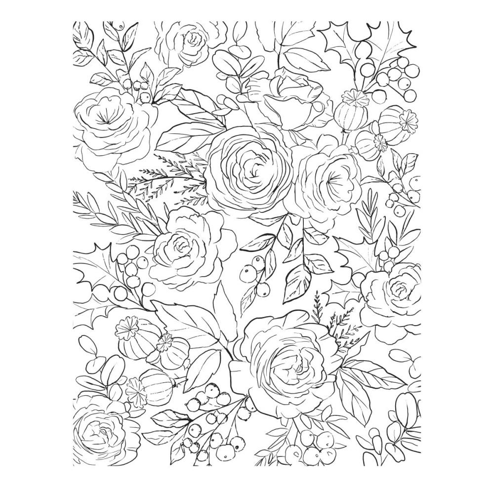 Spellbinders BetterPress Press Plate: Winter Rose Background (5A002C8D1GFTC)