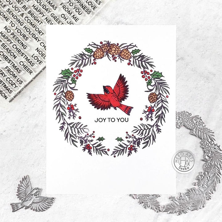 Hero Arts Letterpress & Foil Plate: Wreath & Finch (5A002CDV1GFYB)