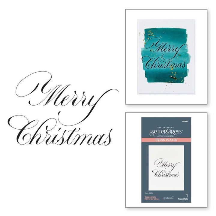 Spellbinders BetterPress Press Plate: Copperplate Merry Christmas, By Paul Antonio (5A002C7H1GFRW)