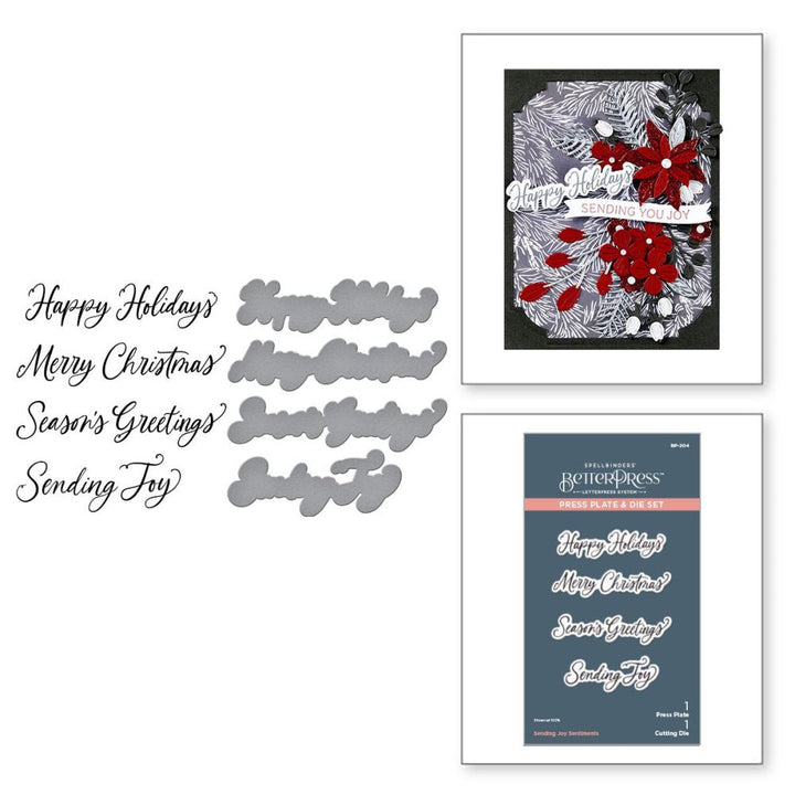 Spellbinders BetterPress Press Plate & Die Set: Sending Joy Sentiments (5A002C6X1GFT8)