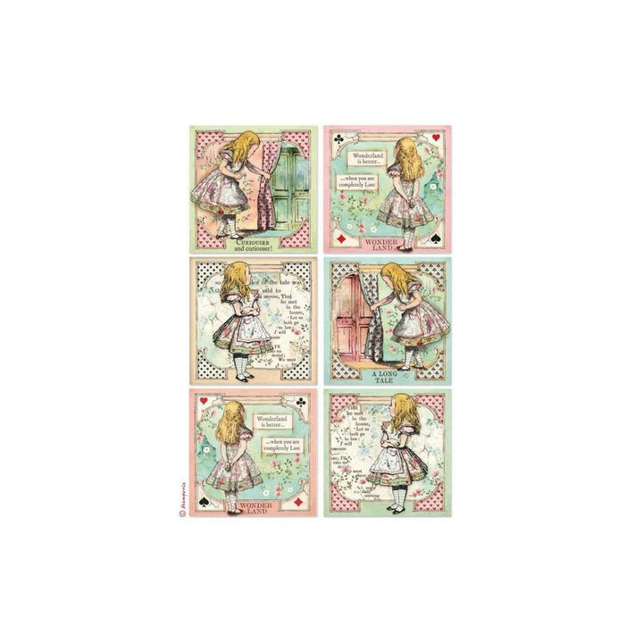 Stamperia Alice Forever A4 Assorted Rice Paper Sheet, 6 Sheets (DFSA4XAL)
