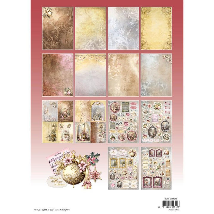 Studio Light 8.26"X11.57" Designer Die-Cut Paper Pad: Nr. 216, Romantic Christmas, 28/Pkg (5A002BDZ1GF10)