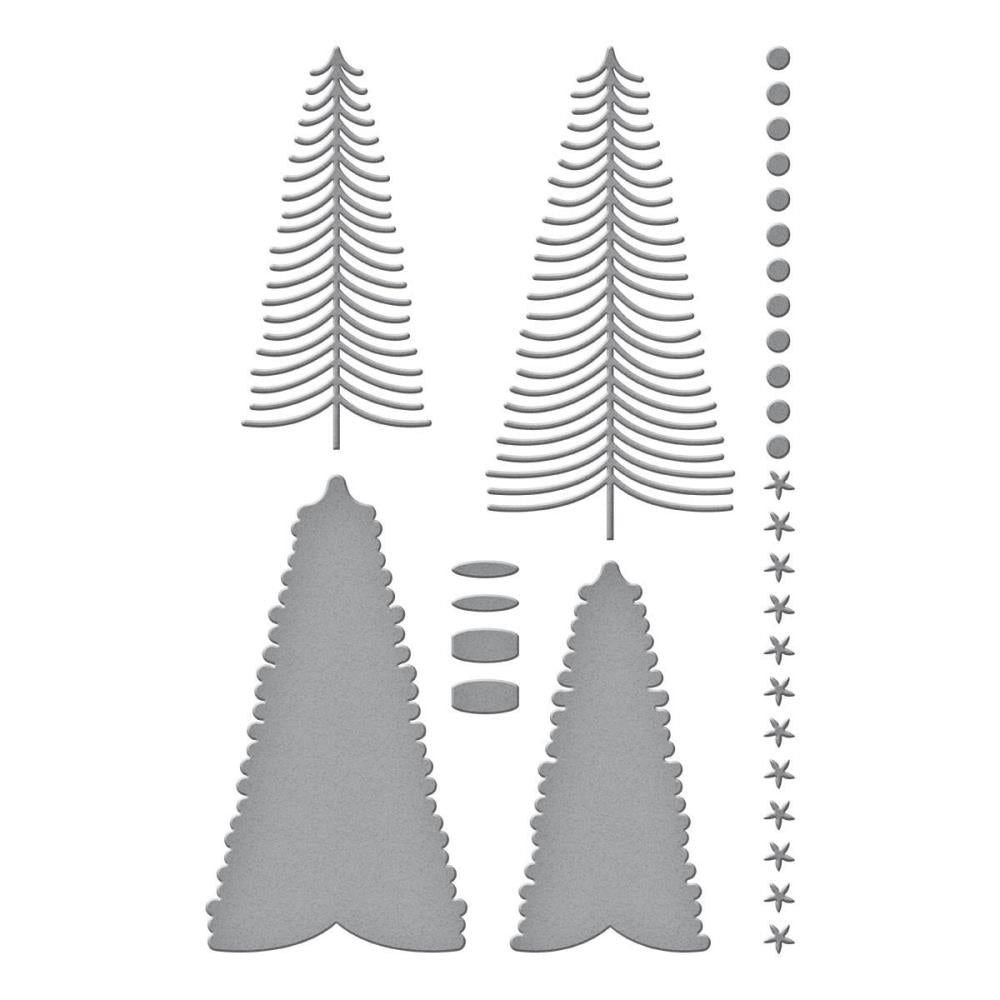 Spellbinders Classic Christmas Etched Dies: Bottle Brush Trees Duo (S5585)