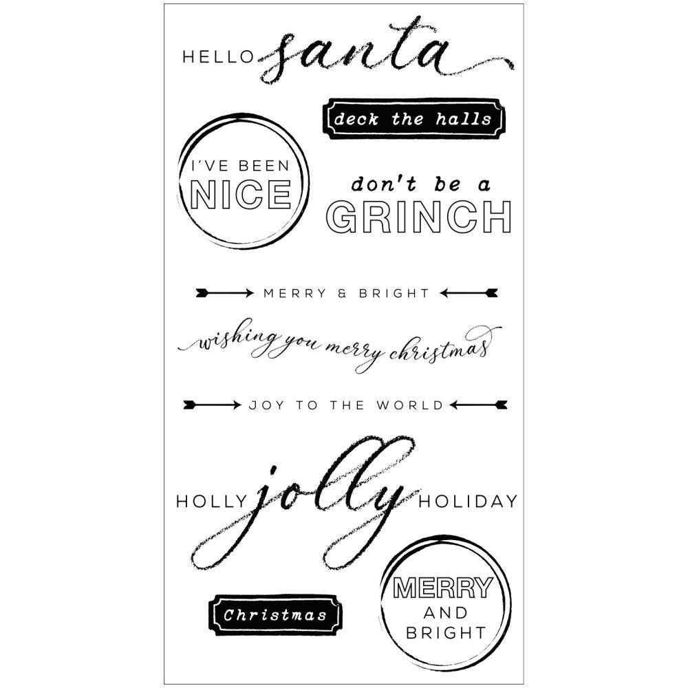 Sizzix/49 and Market Clear Stamps With Framelits Die: Jolly Sentiments (5A00241P1G7BC)