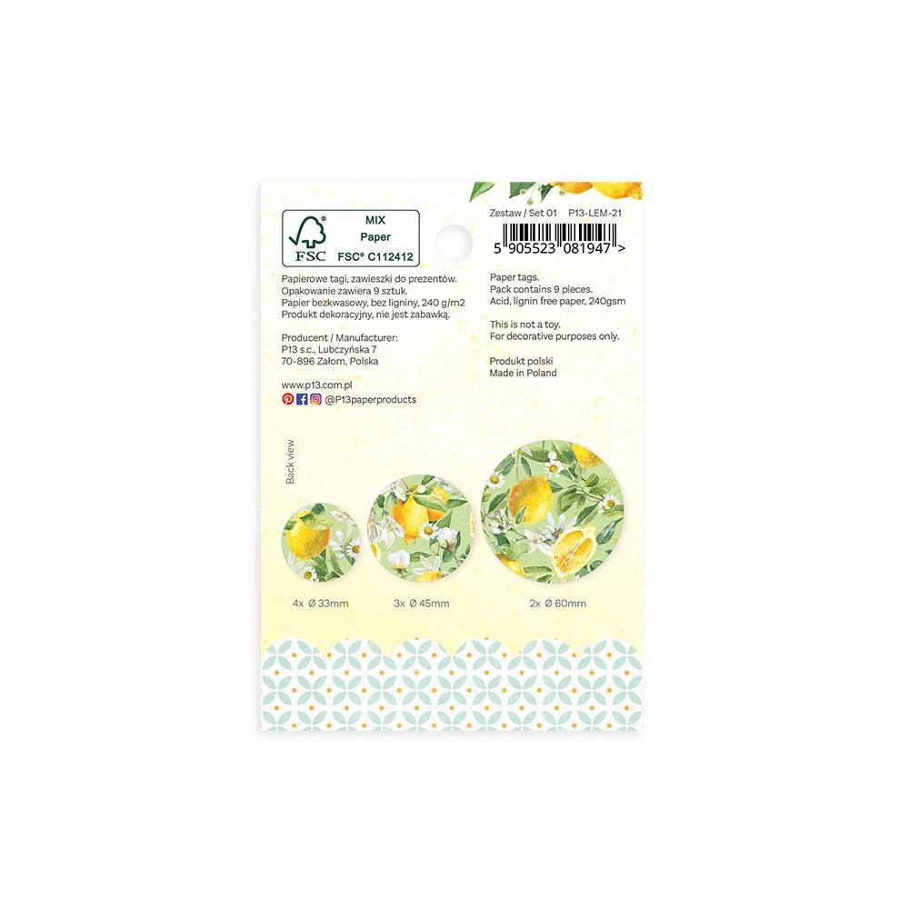P13 Fresh Lemonade Double-Sided Cardstock Tags: #01, 9/Pkg (P13LEM21)