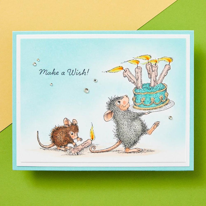 Stampendous Spring Has Sprung House Mouse Cling Rubber Stamp: Birthday Wishes (RSC-024)