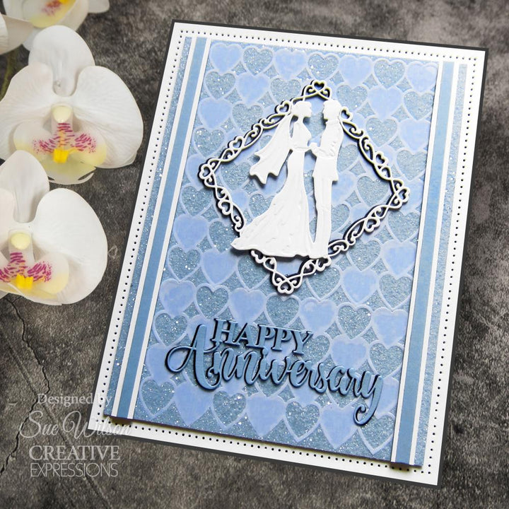 Creative Expressions Craft Dies: Checkered Heart Background, By Sue Wilson (CED7149)