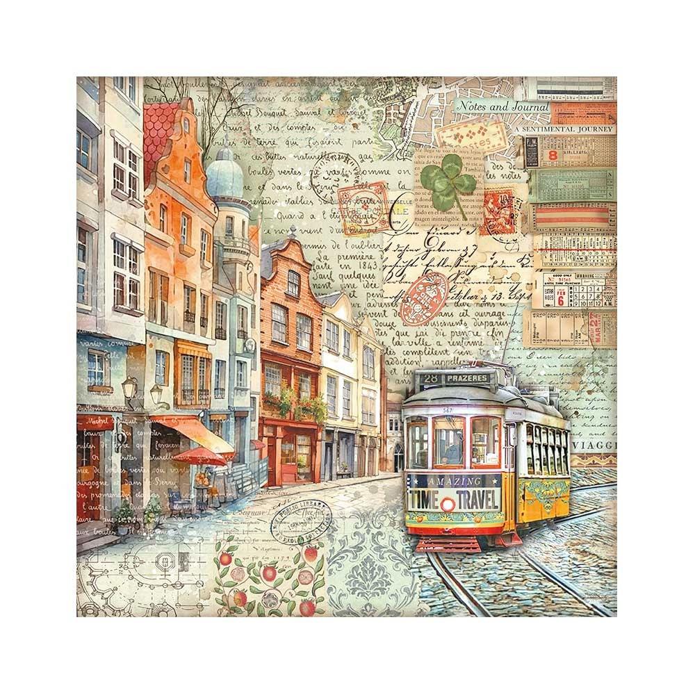 Stamperia Art Of Travelling 12"X12" Polyester Fabric, 4/Pkg (SBPLT40)