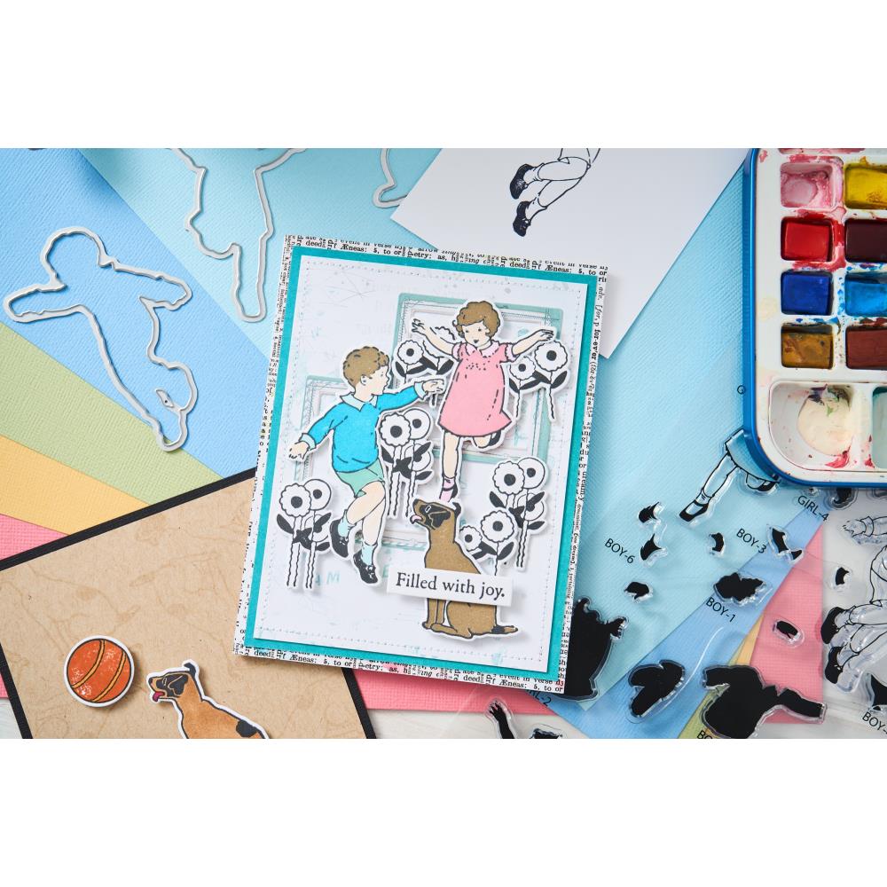 Sizzix A5 Clear Stamps W/Framelits Dies: Play Time, By 49 And Market (666812)