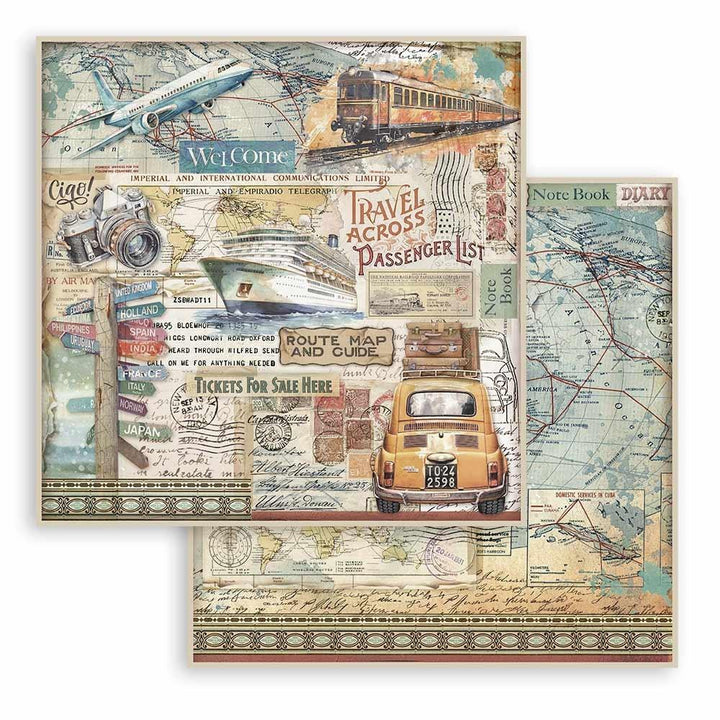 Stamperia Art Of Travelling 12"X12" Double-Sided Paper Pad, 10/Pkg (SBBL164)