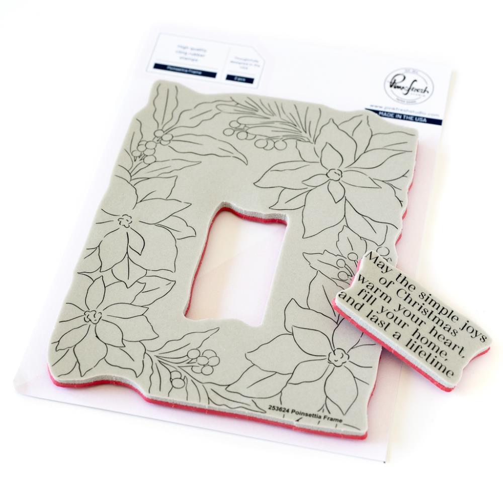 Pinkfresh Studio 4.25"X5.5" Cling Stamp: Poinsettia Frame (5A002CML1GG4H)