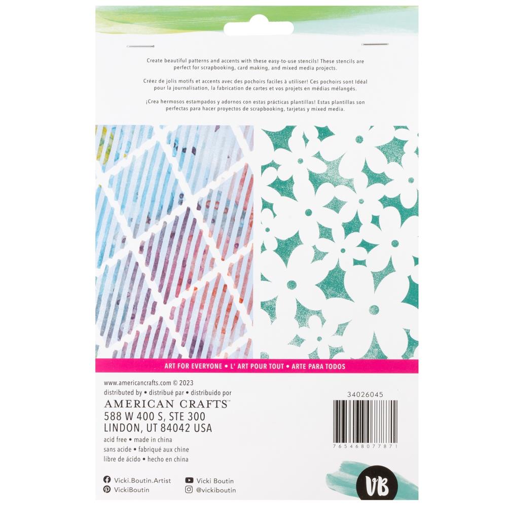 Vicki Boutin Bold And Bright Stencil Pack: Diamond In The Rough, 3/Pkg (5A0026K51G91V)